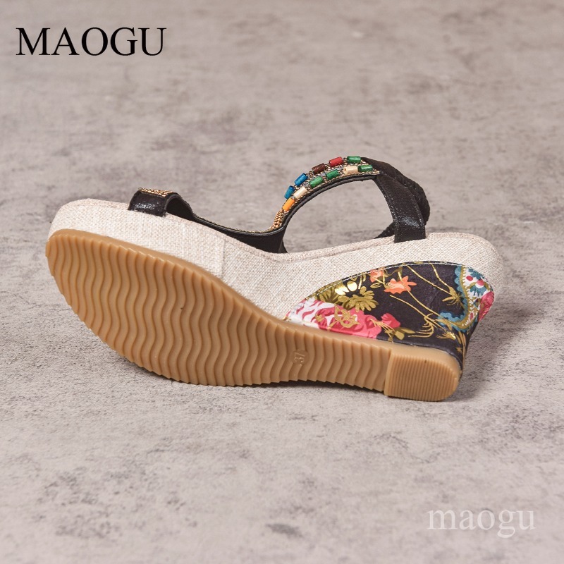 Boho Beaded Floral Wedge Sanda - Ethnic Fashion Women recension och pris